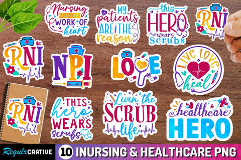 Nursing Printable Stickers Png Bundle Sublimation Regulrcrative 