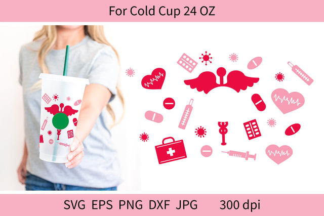 Nursing Starbucks Cold Cup Wrap SVG. Venti Cup. Valentines SVG Olga Terlyanskaya 