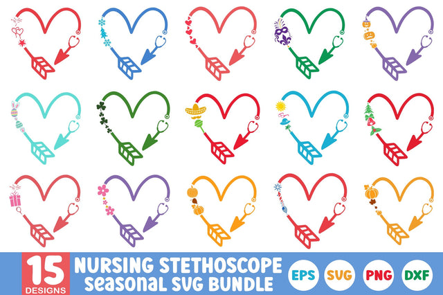 Nursing Stethoscope Seasonal Svg Bundle SVG SH_Tee store 