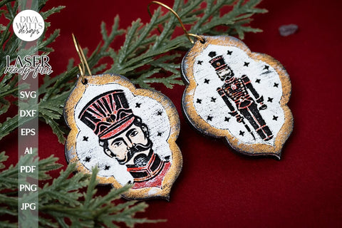 Nutcracker Earrings SVG For Laser Earrings With Nutcracker Glowforge Earrings Christmas SVG Santa Earrings For Glowforge Nutcracker SVG SVG Diva Watts Designs 