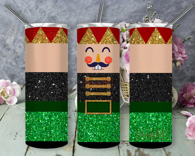 Nutcracker Glitter 20oz Full Tumbler Wrap, Christmas Design Tumbler Png, Merry Christmas Tumbler Template, Christmas Sublimation Design, Digital Download Sublimation DesignSVG 