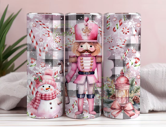 Nutcracker Tumbler Wrap Design, Pink Christmas Tumbler Digital Download Sublimation PixelChick 