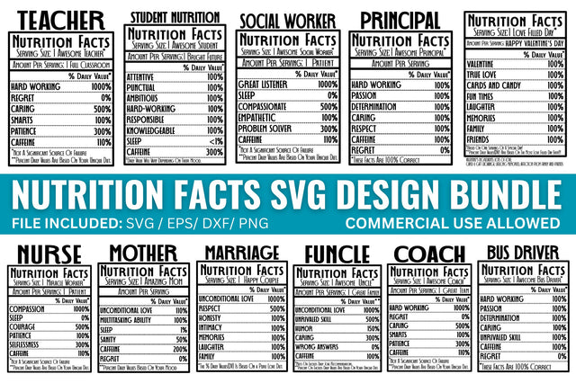 Nutrition Facts SVG Bundle SVG Regulrcrative 