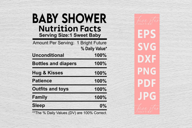 Nutrition Facts SVG Design, Baby Shower Nutrition Facts SVG FiveStarCrafting 