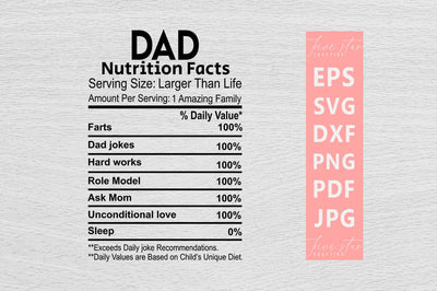 Nutrition Facts SVG Design, Dad Nutrition Facts SVG FiveStarCrafting 