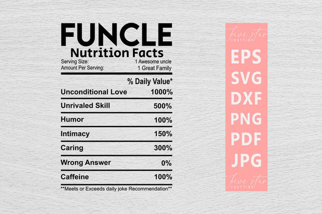 Nutrition Facts SVG Design, Funcle Nutrition Facts SVG FiveStarCrafting 