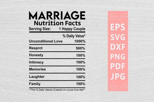 Nutrition Facts SVG Design, Marriage Nutrition Facts SVG FiveStarCrafting 