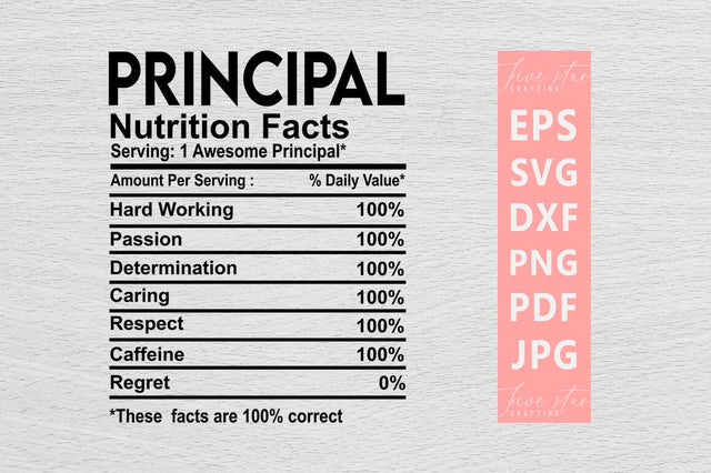Nutrition Facts SVG Design, Principal Nutrition Facts SVG FiveStarCrafting 