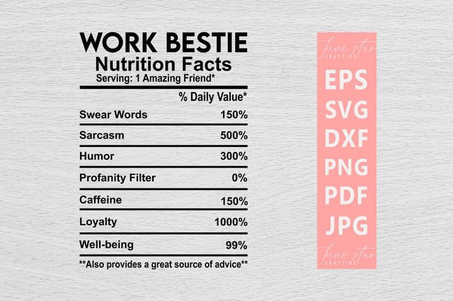 Nutrition Facts SVG Design, Work Bestie Nutrition Facts SVG FiveStarCrafting 