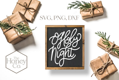 O Holy Night All is Calm SVG PNG DXF Christmas Hand Lettering Set SVG The Honey Company 