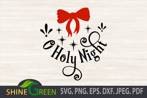 O Holy Night Christmas Ornament SVG for Arabesque, Round Sign SVG Shine Green Art 