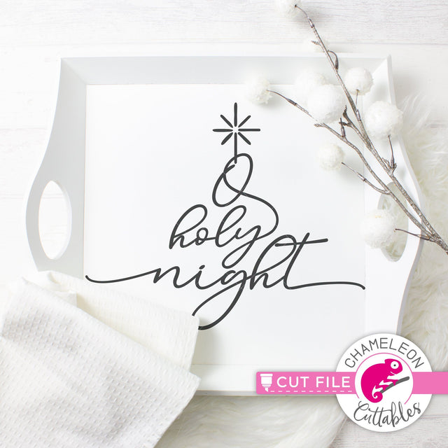 O holy night - Christmas tree design - SVG PNG DXF EPS JPEG SVG Chameleon Cuttables 