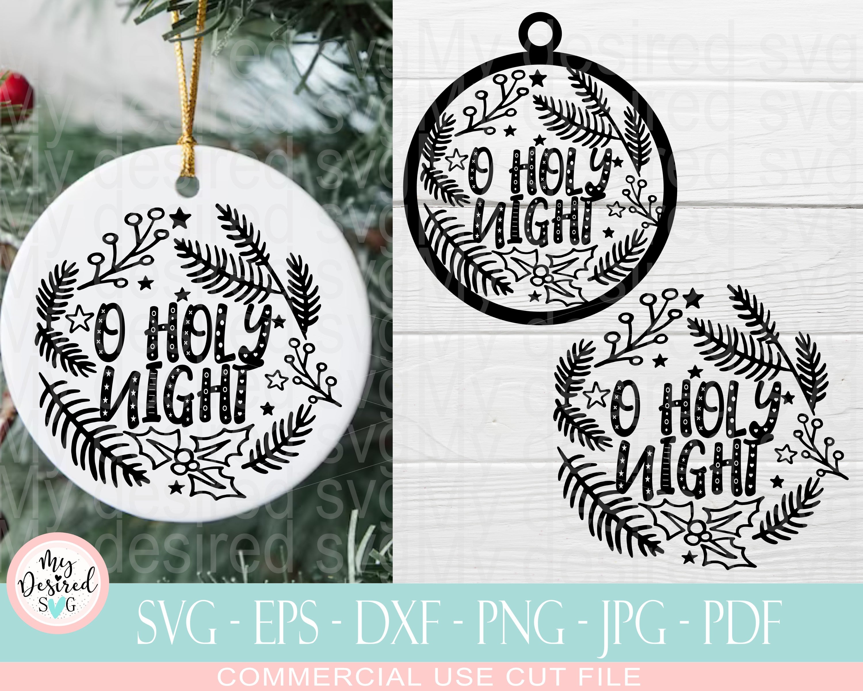 O Holy Night hand lettered christmas SVG cut file