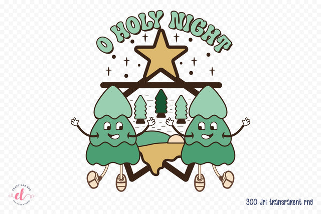 O Holy Night - Retro Christmas Sublimation Sublimation CraftLabSVG 