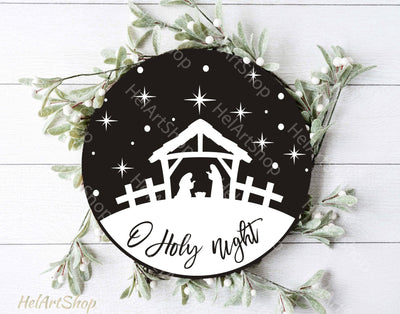O Holy Night SVG, Round Christmas Sign SVG SVG _HelArtShop_ 