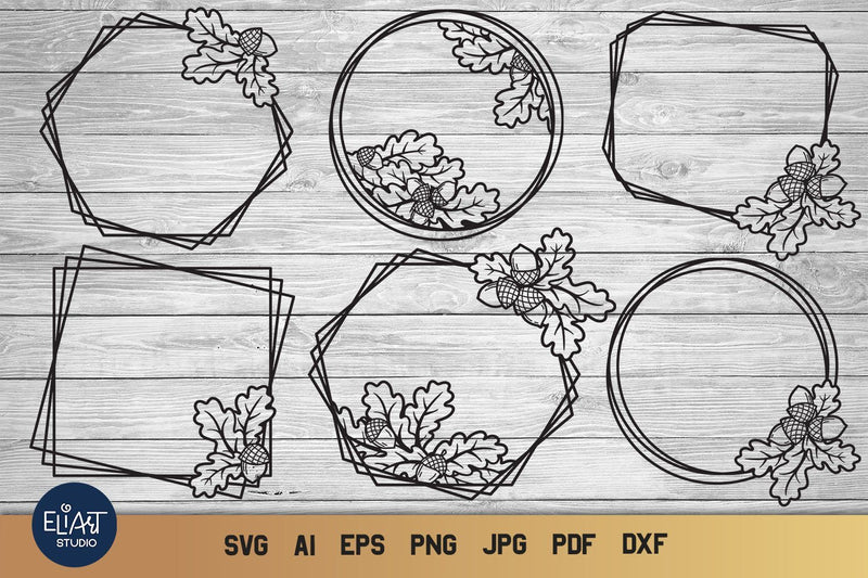 Oak Frame SVG Bundle, Fall SVG Monogram Frame. - So Fontsy