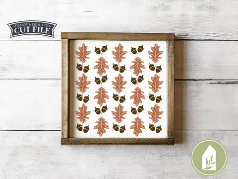 Oak Leaf and Acorn Pattern SVG | Autumn SVG | Farmhouse Sign Design SVG LilleJuniper 
