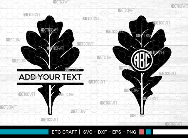 Oak Leaves Monogram SVG, Split Monogram Svg, Fall Leaves Svg, Leaves Svg, Oak Leaves Icon Svg, Leaf Svg, Oak Leaves SVG ETC Craft 