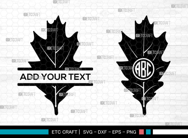 Oak Leaves Monogram SVG, Split Monogram Svg, Fall Leaves Svg, Leaves Svg, Oak Leaves Icon Svg, Leaf Svg, Oak Leaves SVG ETC Craft 