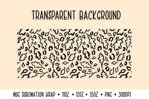 Oak Leaves Mug Sublimation. Fall Leopard Mug Wrap Sublimation LaBelezoka 