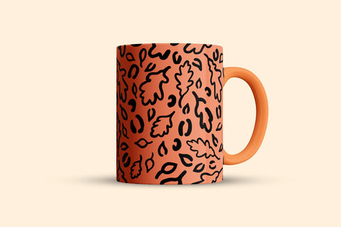 Oak Leaves Mug Sublimation. Fall Leopard Mug Wrap Sublimation LaBelezoka 
