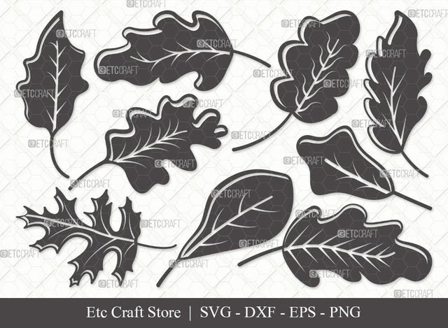 Oak Leaves Silhouette SVG Cut File | Oak Leafs Svg | Fall Leaves Svg | Leaves Svg | Bundle | Eps | Dxf | Png SVG ETC Craft 