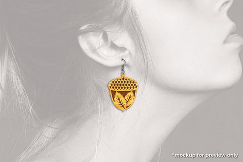Oak Nut and Leaf Earrings - SVG Laser Cut Files SVG Slim Studio 