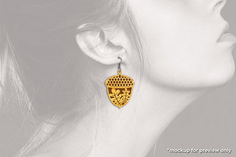 Oak Nut and Leaf Earrings - SVG Laser Cut Files SVG Slim Studio 