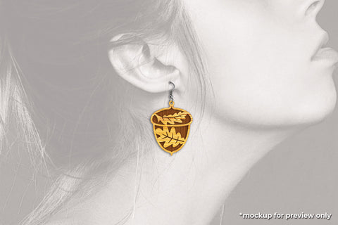 Oak Nut and Leaf Earrings - SVG Laser Cut Files SVG Slim Studio 