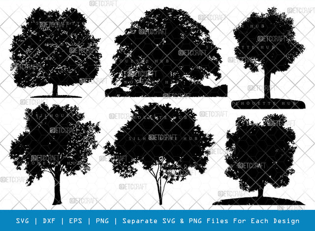 Oak Tree SVG Cut Files | Oak Tree Silhouette | Tree Leaves Branches Svg | Forest Svg | Nature Svg | Trees Svg | Oak Tree Bundle SVG ETC Craft 