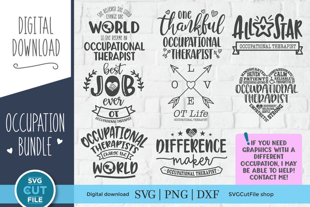 Occupational therapist svg bundle, occupational therapy svg, OT collection pack svg, word cloud, word art, subway art, gift svg dxf png SVG SVG Cut File 