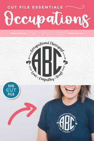 Occupational therapist svg, occupational therapy svg, OT svg, monogram svg, alphabet svg, Occupational therapist monogram, gift idea svg SVG SVG Cut File 