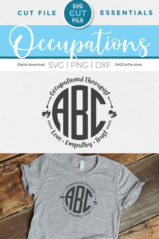 Occupational therapist svg, occupational therapy svg, OT svg, monogram svg, alphabet svg, Occupational therapist monogram, gift idea svg SVG SVG Cut File 