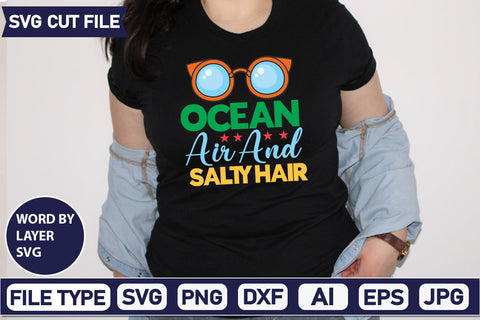 Ocean Air And Salty Hair Svg Cut File,SVGs,quotes-and-sayings,food-drink,mini-bundles,print-cut,on-sale, SVG DesignPlante 503 