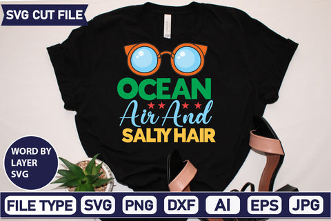 Ocean Air And Salty Hair Svg Cut File,SVGs,quotes-and-sayings,food-drink,mini-bundles,print-cut,on-sale, SVG DesignPlante 503 