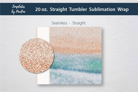 Ocean Beach Glitter Seamless 20 oz Skinny Tumbler Sublimation Wrap PNG Sublimation Templates by Pauline 