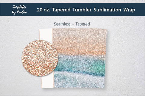 Ocean Beach Glitter Seamless 20 oz Skinny Tumbler Sublimation Wrap PNG Sublimation Templates by Pauline 