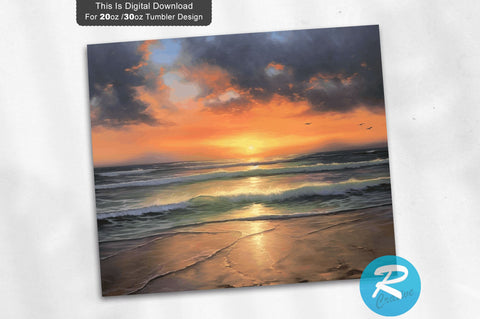 Ocean Beach Sunrise 20 Oz / 30 Oz Tumbler PNG Sublimation Regulrcrative 