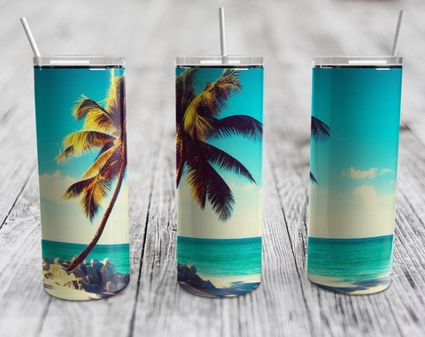 Ocean Beach Tumbler Sublimation Designs Bundle, 20 Oz Skinny Tumbler Beach Designs, Seamless Tumbler PNG, 5 Designs Sublimation HappyDesignStudio 