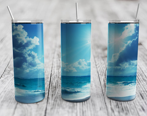 Ocean Beach Tumbler Sublimation Designs Bundle, 20 Oz Skinny Tumbler Beach Designs, Seamless Tumbler PNG, 5 Designs Sublimation HappyDesignStudio 