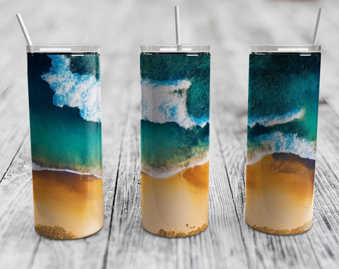 Ocean Beach Tumbler Sublimation Designs Bundle, 20 Oz Skinny Tumbler Beach Designs, Seamless Tumbler PNG, 5 Designs Sublimation HappyDesignStudio 