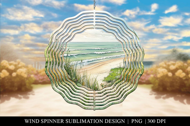 Ocean Beach Wind Spinner Sublimation PNG Sublimation BijouBay 