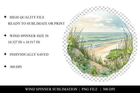 Ocean Beach Wind Spinner Sublimation PNG Sublimation BijouBay 