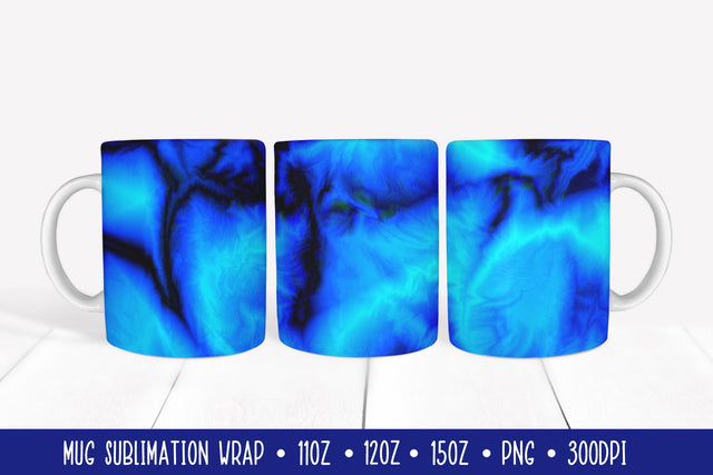 Ocean Blue Mug Sublimation Design. Marble Texture Mug Wrap Sublimation LaBelezoka 