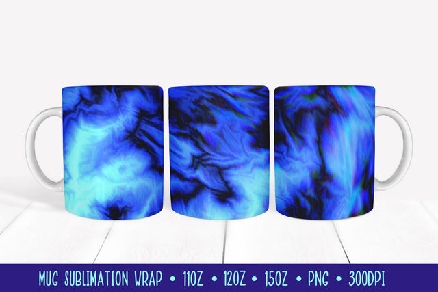 Ocean Blue Mug Sublimation Wrap Marble Texture Mug Design Sublimation LaBelezoka 