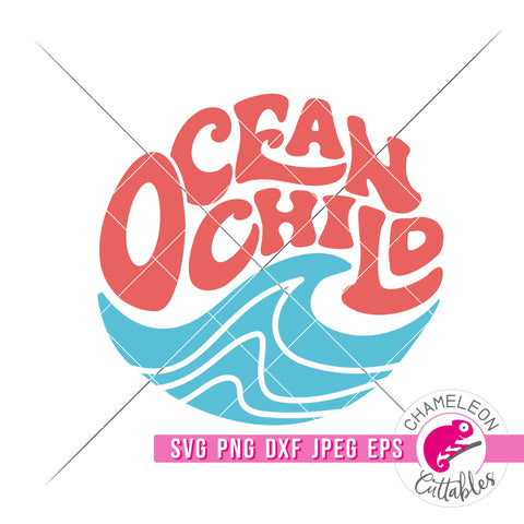 Ocean Child Wave Retro svg png dxf eps jpeg SVG Chameleon Cuttables 