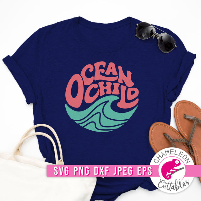 Ocean Child Wave Retro svg png dxf eps jpeg SVG Chameleon Cuttables 