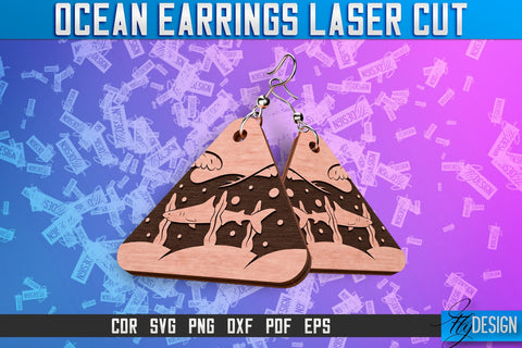 Ocean Earrings Laser Cut SVG Design | Ocean SVG | Summer SVG SVG Fly Design 