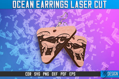 Ocean Earrings Laser Cut SVG Design | Ocean SVG | Summer SVG SVG Fly Design 
