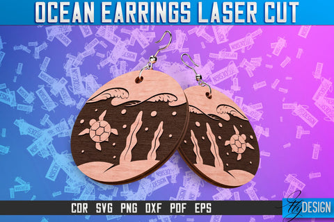 Ocean Earrings Laser Cut SVG Design | Ocean SVG | Summer SVG SVG Fly Design 